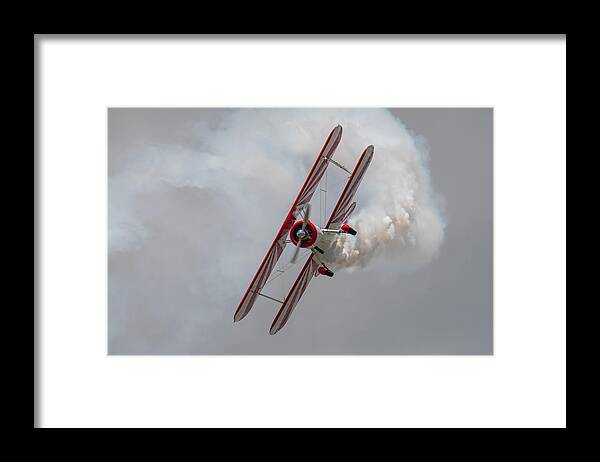 Red Framed Print featuring the photograph Red and White Airplane #2 by Carolyn Hutchins