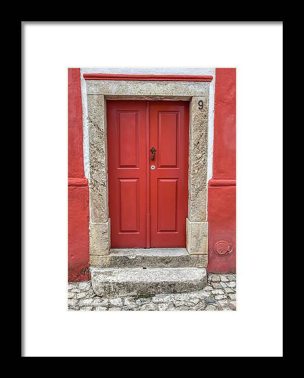 Obidos Framed Print featuring the photograph Red Door Nine of Obidos #1 by David Letts