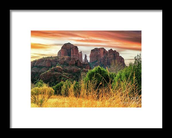 Red Rock Canyon Framed Print featuring the photograph Red Rock Canyon At Sunset #1 by Lev Kaytsner