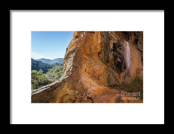 Mountains Framed Print featuring the photograph Red-brown rock formation 3. Abstract mountain beauty by Adriana Mueller