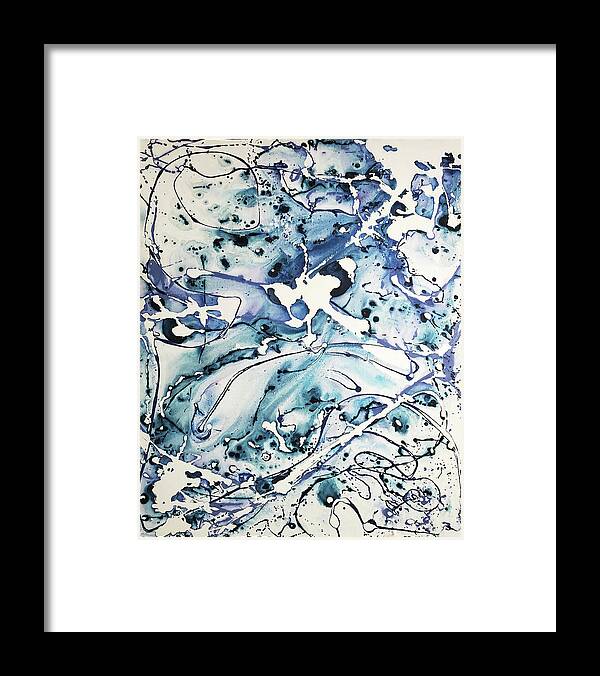 Expresionism Framed Print featuring the painting Reunited Ocean Blues #1 by Ethel Mann