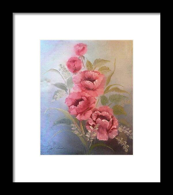 Basket Framed Print featuring the painting Stem Roses  by Joel Smith