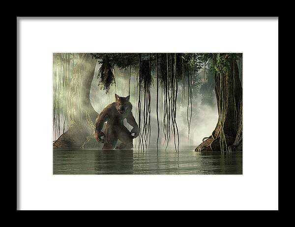 Rougarou Framed Print featuring the digital art Rougarou #1 by Daniel Eskridge