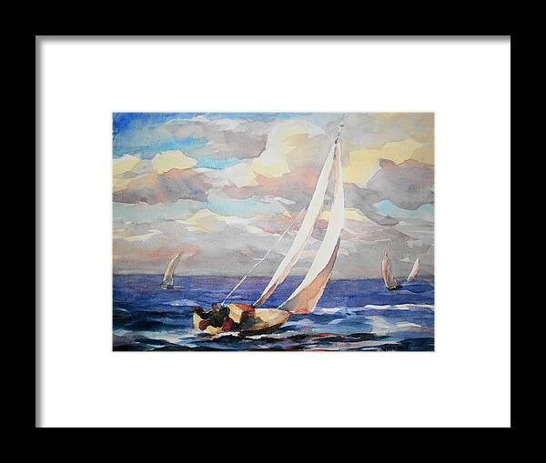 Sail Boat Framed Print featuring the painting Sailing by John West