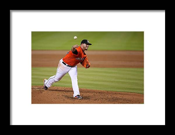 People Framed Print featuring the photograph San Diego Padres v Miami Marlins #1 by Rob Foldy