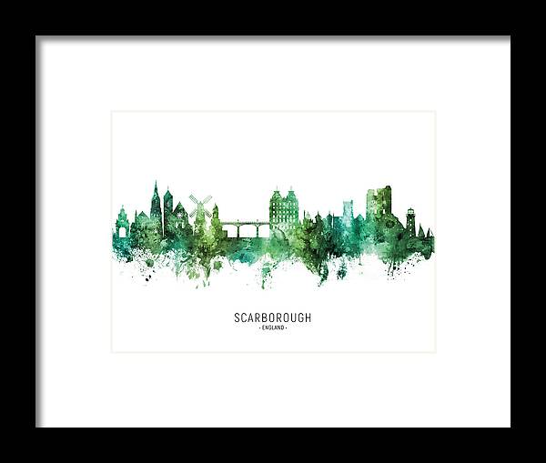 Scarborough Framed Print featuring the digital art Scarborough England Skyline #04 #1 by Michael Tompsett