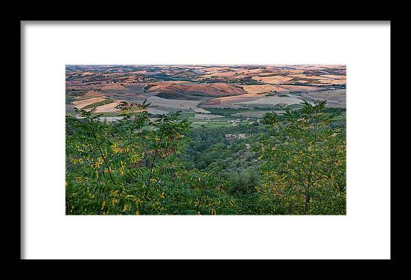 Europe Framed Print featuring the photograph Scenic Tuscany landscape at sunset, Italy #1 by Eleni Kouri