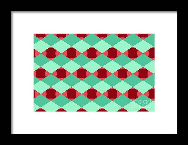 Seamless Diagonal Gingham Diamond Checkers Christmas Wrapping Paper Pattern  In Mint Green And Candy Cane Red Geometric Traditional Xmas Card Background  Gift Wrap Texture Or Winter Holiday Backdrop #1 Framed Print by