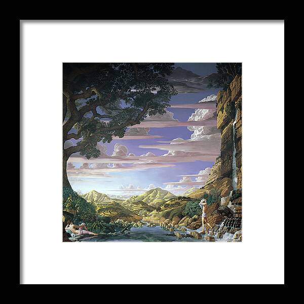 Landscape Framed Print featuring the painting Paradise by Kurt Wenner