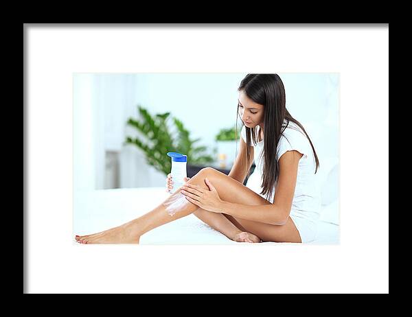 Caucasian Ethnicity Framed Print featuring the photograph Skin care. #1 by Gilaxia