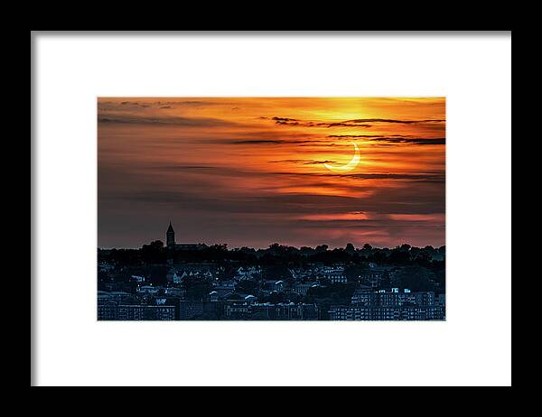 New York Framed Print featuring the photograph Solar eclipse over Yonkers by Kevin Suttlehan