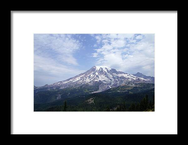 Mrnp Framed Print featuring the photograph South face and glaciers of Mt. Rainier #1 by Steve Estvanik