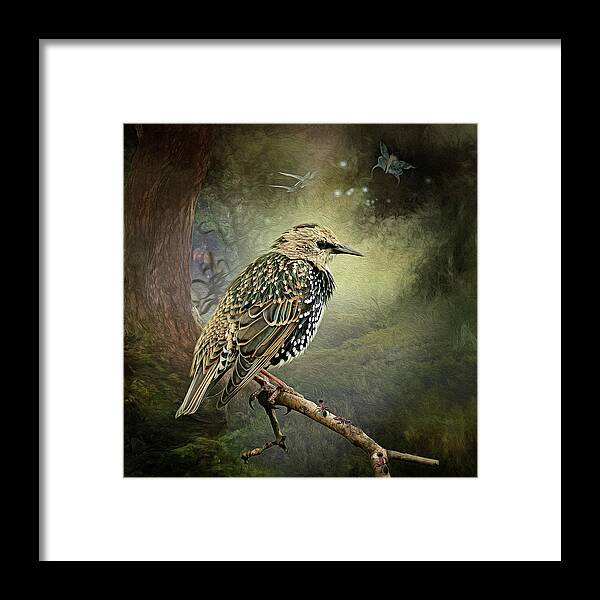 Starling Framed Print featuring the digital art Starling #2 by Maggy Pease