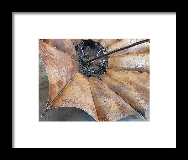 Steel Framed Print featuring the sculpture Steampunk Clock Umbrella #1 by Wendy Ray