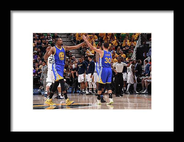 Playoffs Framed Print featuring the photograph Stephen Curry and Kevin Durant by Andrew D. Bernstein