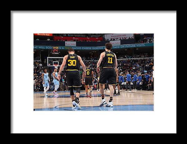 Nba Pro Basketball Framed Print featuring the photograph Stephen Curry and Klay Thompson by Joe Murphy