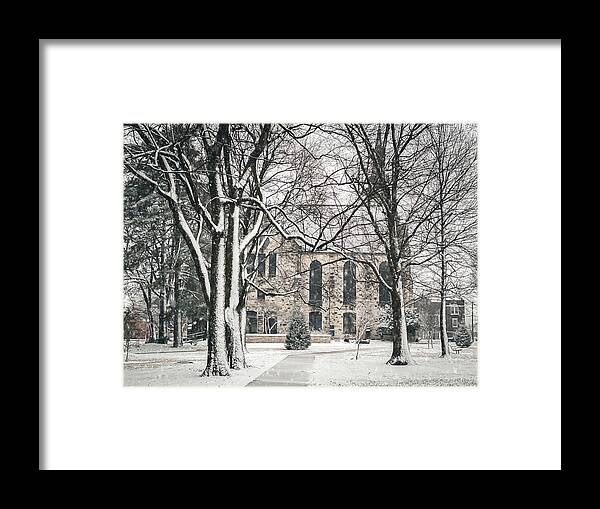Chapel Framed Print featuring the photograph Stone Chapel in Winter #1 by Allin Sorenson