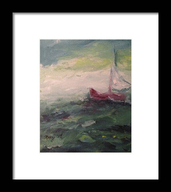 Impressionism Framed Print featuring the painting Stormy Sailboat by Roxy Rich
