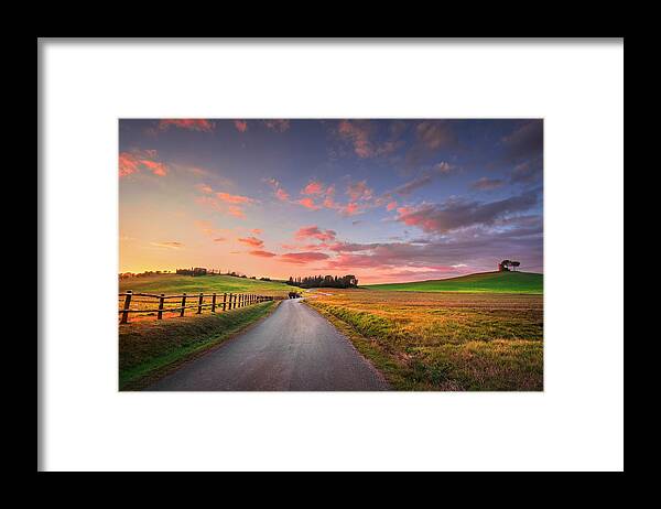 Tuscany Framed Print featuring the photograph Country Road in Maremma by Stefano Orazzini