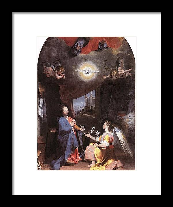 Federico Barocci Framed Print featuring the drawing The Annunciation by Federico Barocci