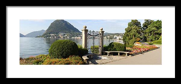 Panoramic Framed Print featuring the photograph The bay of lake Lugano #1 by Fotoember