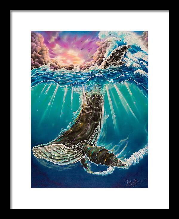 Aloha Framed Print featuring the painting The Dive by Joel Salinas III