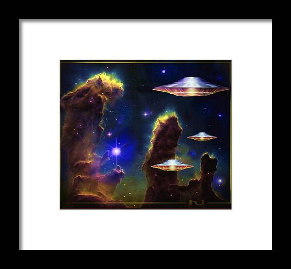 Eagle Nebula Framed Print featuring the mixed media The Eagle Nebula #1 by Hartmut Jager
