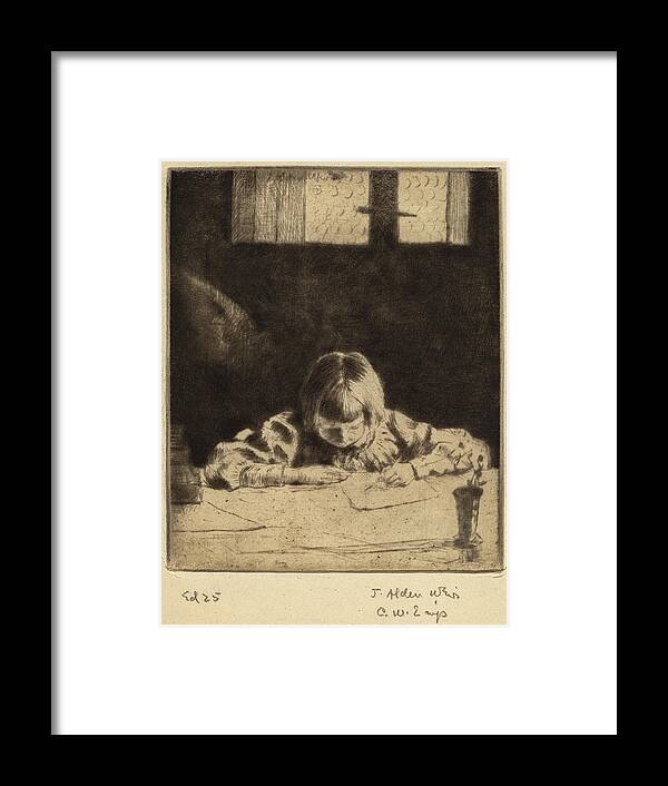 J Alden Weir Framed Print featuring the drawing The Little Student #2 by J Alden Weir