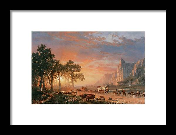 Landscape Framed Print featuring the painting The Oregon Trail #2 by Albert Bierstadt