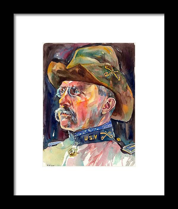 Theodore Roosevelt Framed Print featuring the painting Theodore Roosevelt Portrait by Suzann Sines