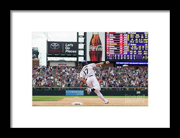 2nd Base Framed Print featuring the photograph Todd Helton #1 by Dustin Bradford