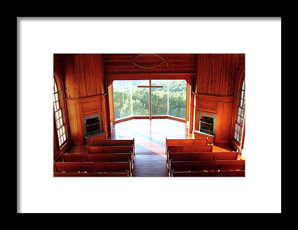 Table Rock Lake Framed Print featuring the photograph Top of the Rock Stone Chapel by Lens Art Photography By Larry Trager