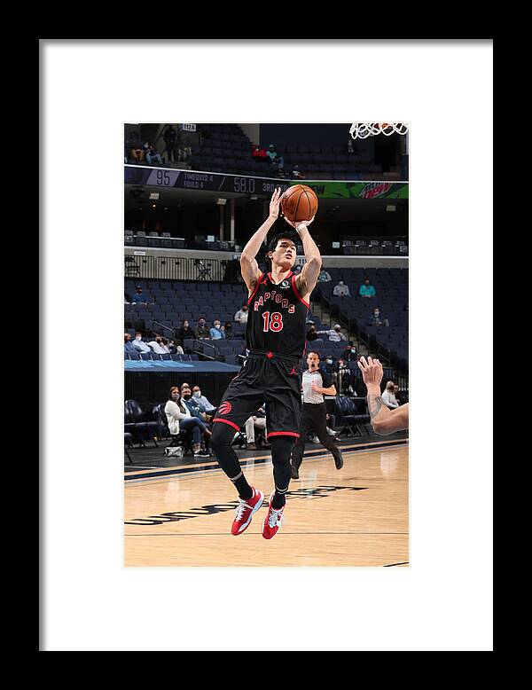 Yuta Watanabe Framed Print featuring the photograph Toronto Raptors v Memphis Grizzlies #1 by Joe Murphy