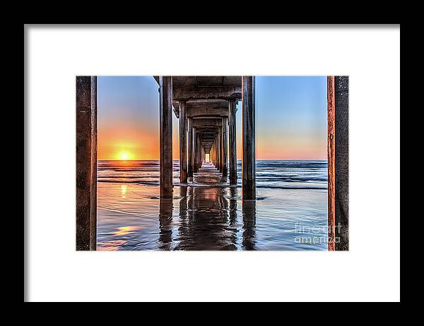 Beach Framed Print featuring the photograph Under Scripps Pier at Sunset by David Levin