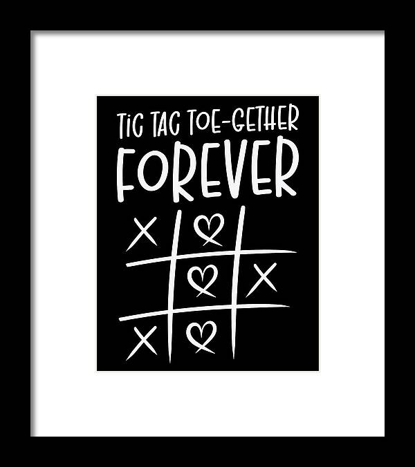 Valentines Day Framed Print featuring the digital art Valentines Kids Family Tic Tac Toe game #1 by Toms Tee Store