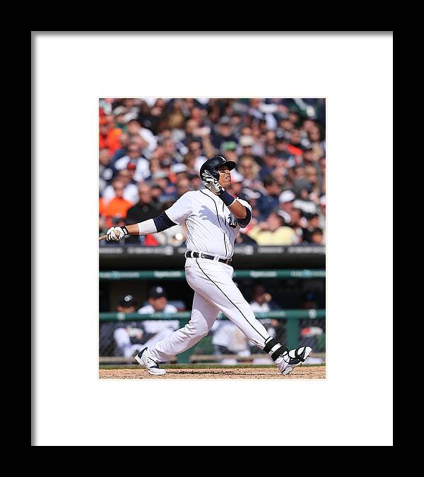 American League Baseball Framed Print featuring the photograph Victor Martinez by Leon Halip