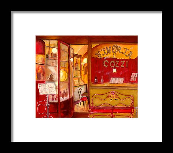 Italy Framed Print featuring the painting Vineria Cozzi by Juliette Becker