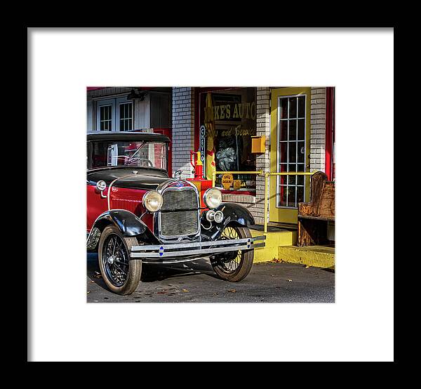 Ford Auto Store Antique Classic History Gas Fuel Framed Print featuring the photograph Vintage Auto by Brian Shoemaker