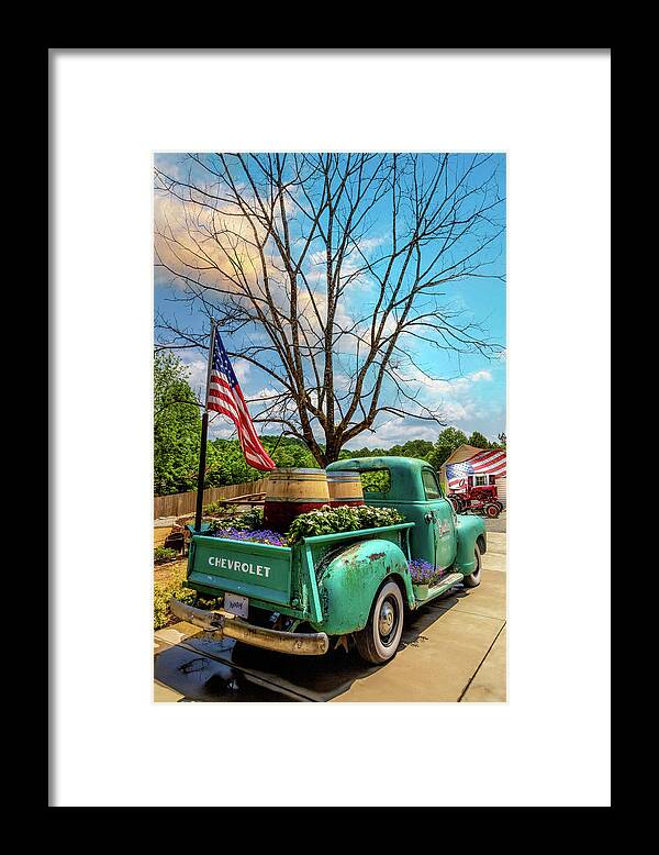 Buckley Framed Print featuring the photograph Vintage Chevrolet at Buckley Vineyards #1 by Debra and Dave Vanderlaan