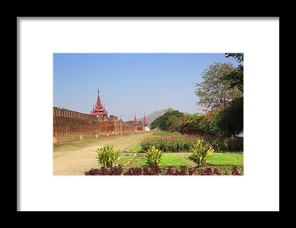 Mandalay Framed Print featuring the photograph Wall of Royal Palace and Mandalay Hill by Mikhail Kokhanchikov