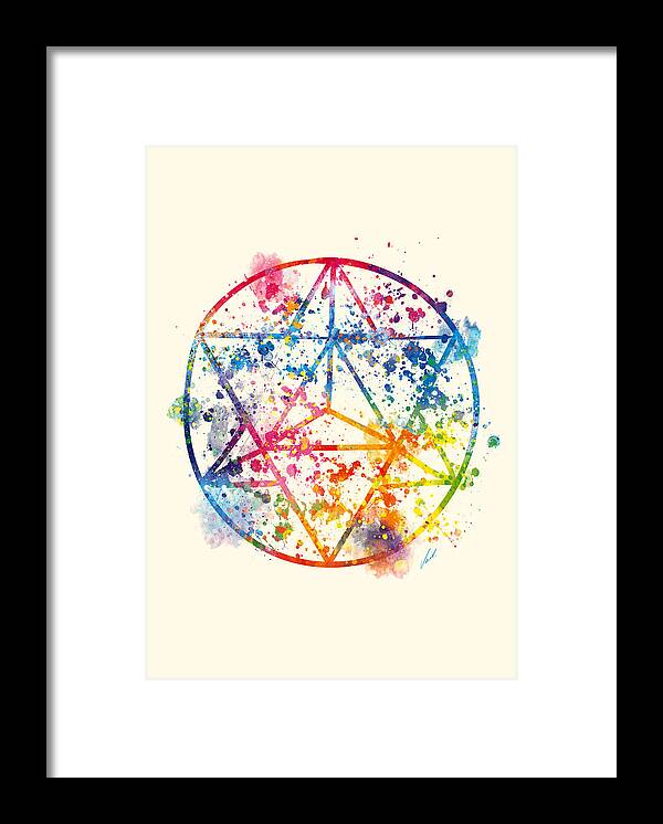 Watercolor Framed Print featuring the painting Watercolor - Sacred Geometry For Good Luck by Vart by Vart