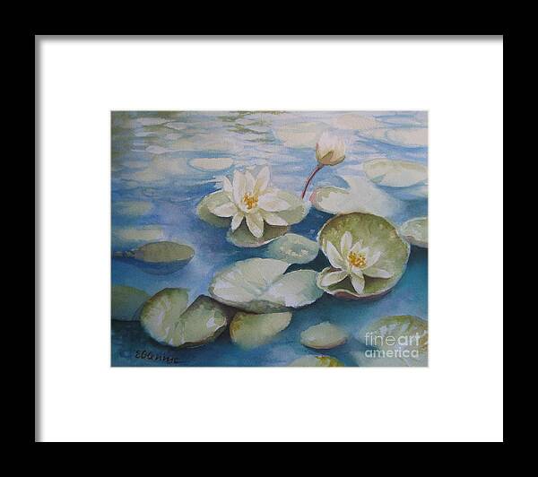 Flowers Framed Print featuring the painting Waterlilies #1 by Elena Oleniuc