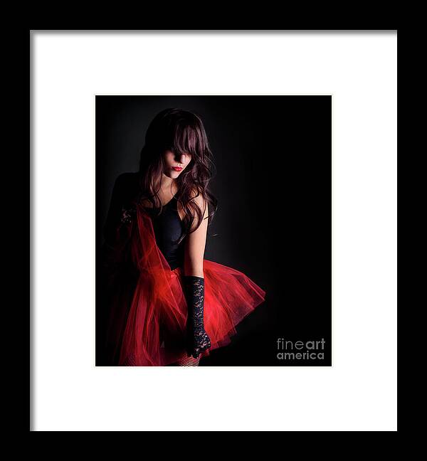 Woman Framed Print featuring the photograph Woman in red dress #1 by Jelena Jovanovic