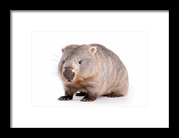 Wombat Framed Print featuring the digital art Wombat Isolated On White Background #1 by Benny Marty