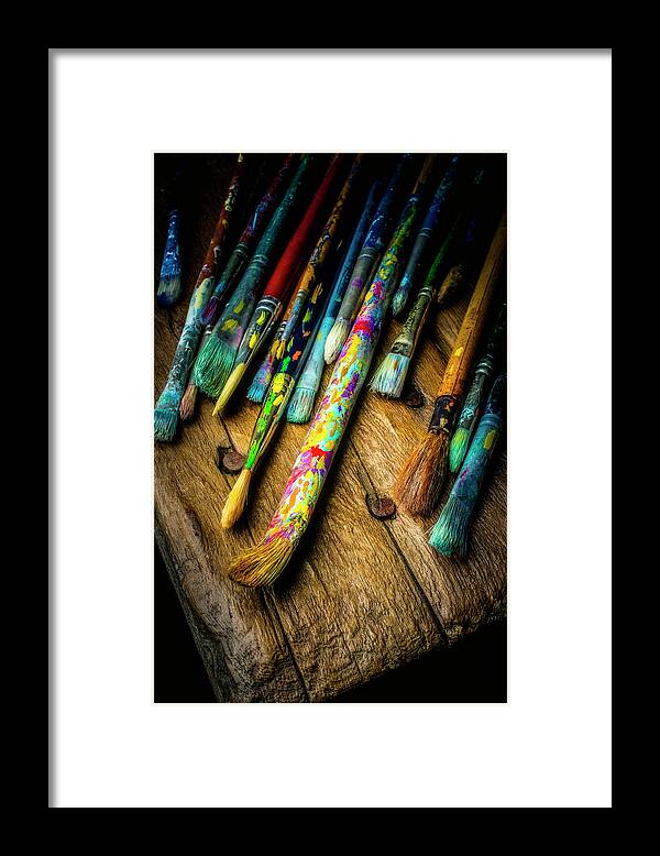 Artist Framed Print featuring the photograph Worn Artist Paintbrushes #1 by Garry Gay