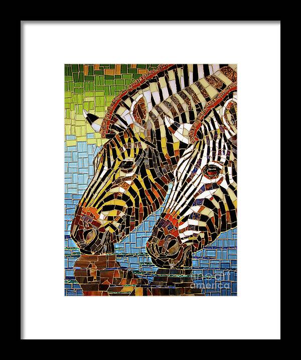 Cynthie Fisher Framed Print featuring the painting Zebra Glass Mosaic #1 by Cynthie Fisher