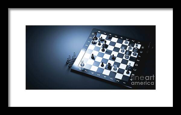 Chess Framed Print featuring the photograph Chess game. Strategic desicion making. Plan and competition #10 by Michal Bednarek