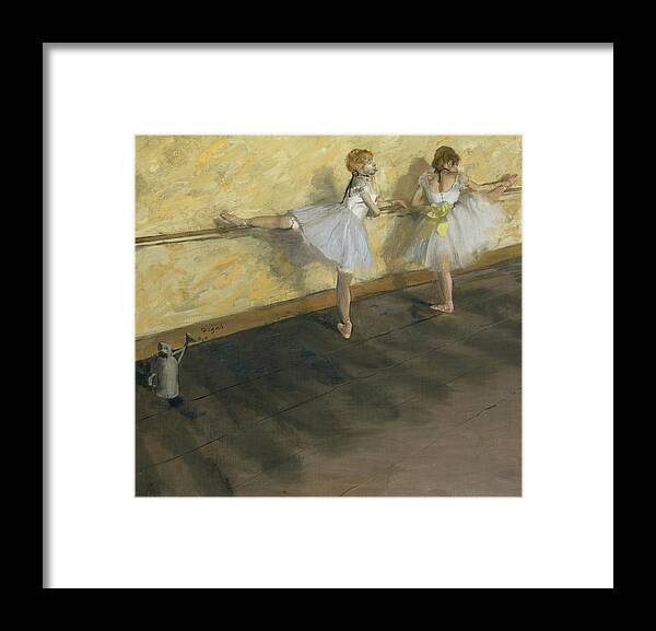Edgar Degas Framed Print featuring the painting Dancers Practicing at the Barre. #10 by Edgar Degas