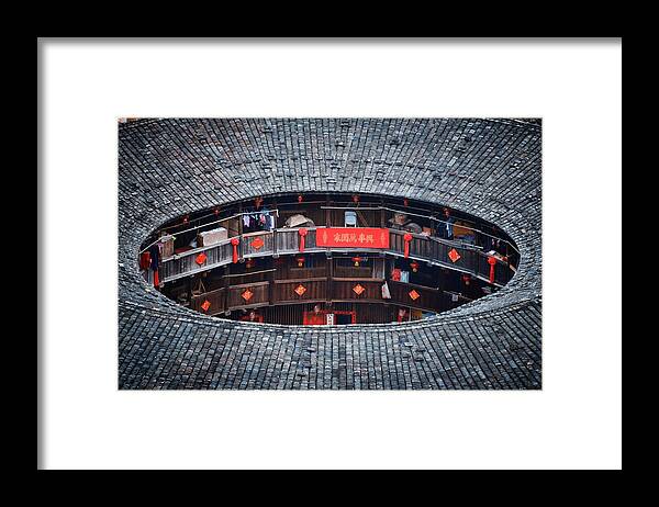 Tulou Framed Print featuring the photograph Fujian Tulou in China #10 by Songquan Deng