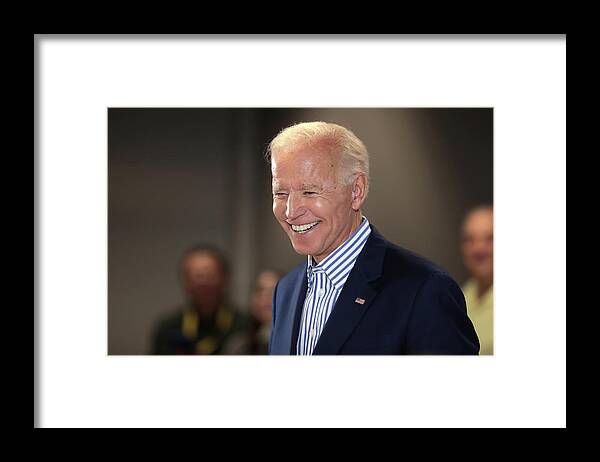 Portrait Of President Joe Biden By Gage Skidmore Framed Print featuring the painting Portrait of President Joe Biden by Gage Skidmore #10 by Celestial Images